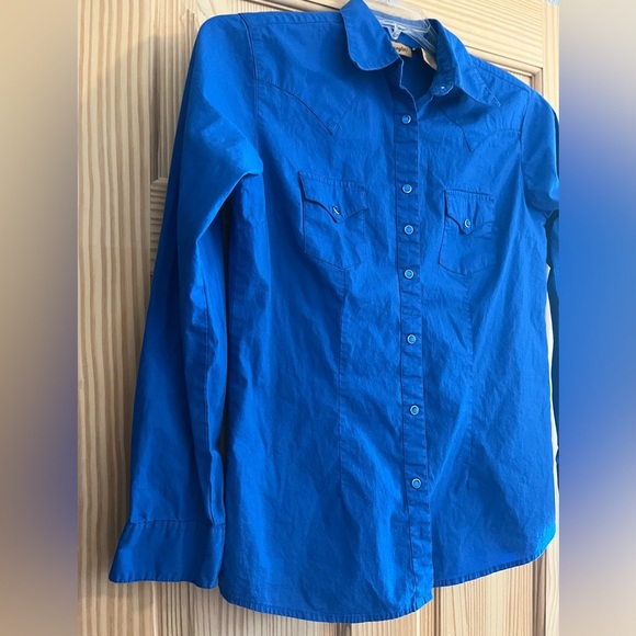 Royal Blue Wrangler Long Sleeve Blue Snaps Size Small - Picture 5 of 8